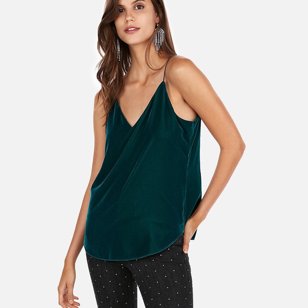 Express Velvet Downtown Cami in deep teal sz XS